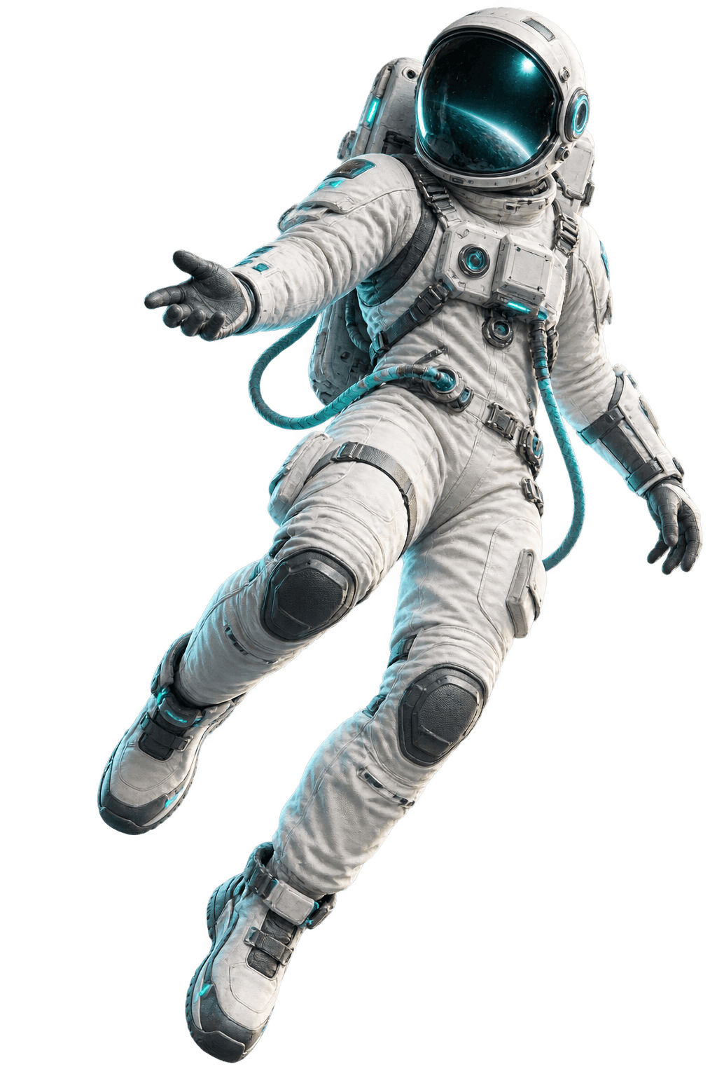 Astronaut Enceladus plutind într-o orbită luminoasă